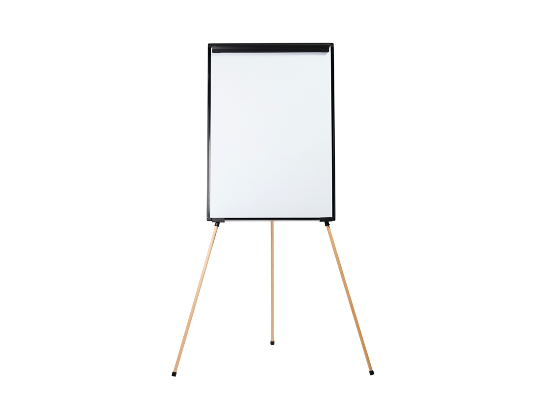Caballete Trípode Essence - Superficie de acero lacado magnética, marco negro y de madera, 70 x 100cm BI-OFFICE