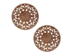 2x Carved Flower Carving Round Wood Appliques For Furniture Cabinet Unpainted Wooden Mouldings Deco