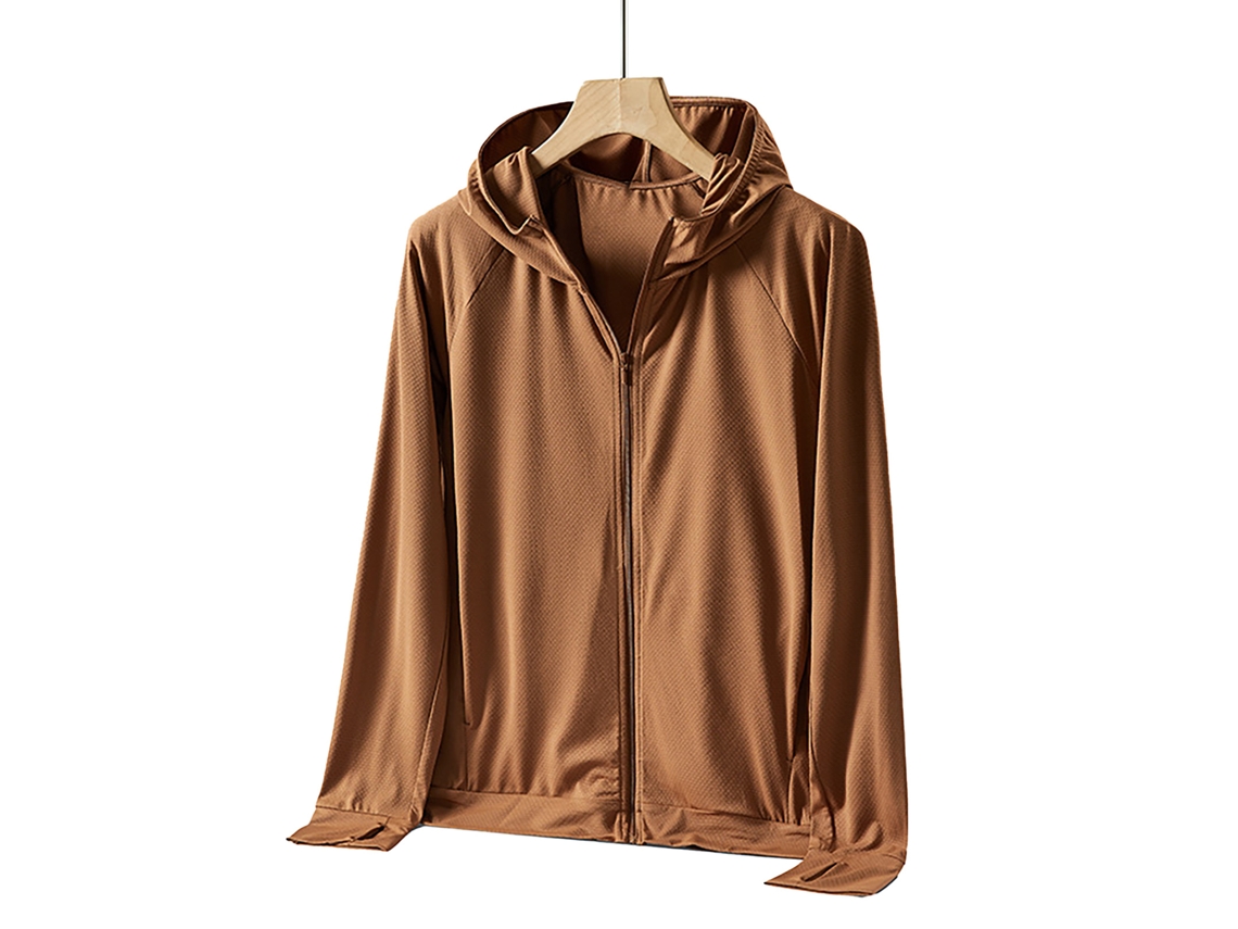 Chaqueta De Hombre Con Protección Solar Upf 50+, Capucha Y Cremallera Completa, Ligera, Manga Larga, Marrón, Talla Xl