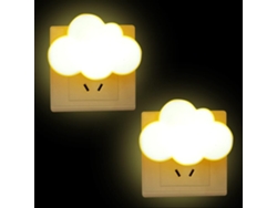 2 enchufes con sensor crepuscular LED en forma de nube (para niños)
