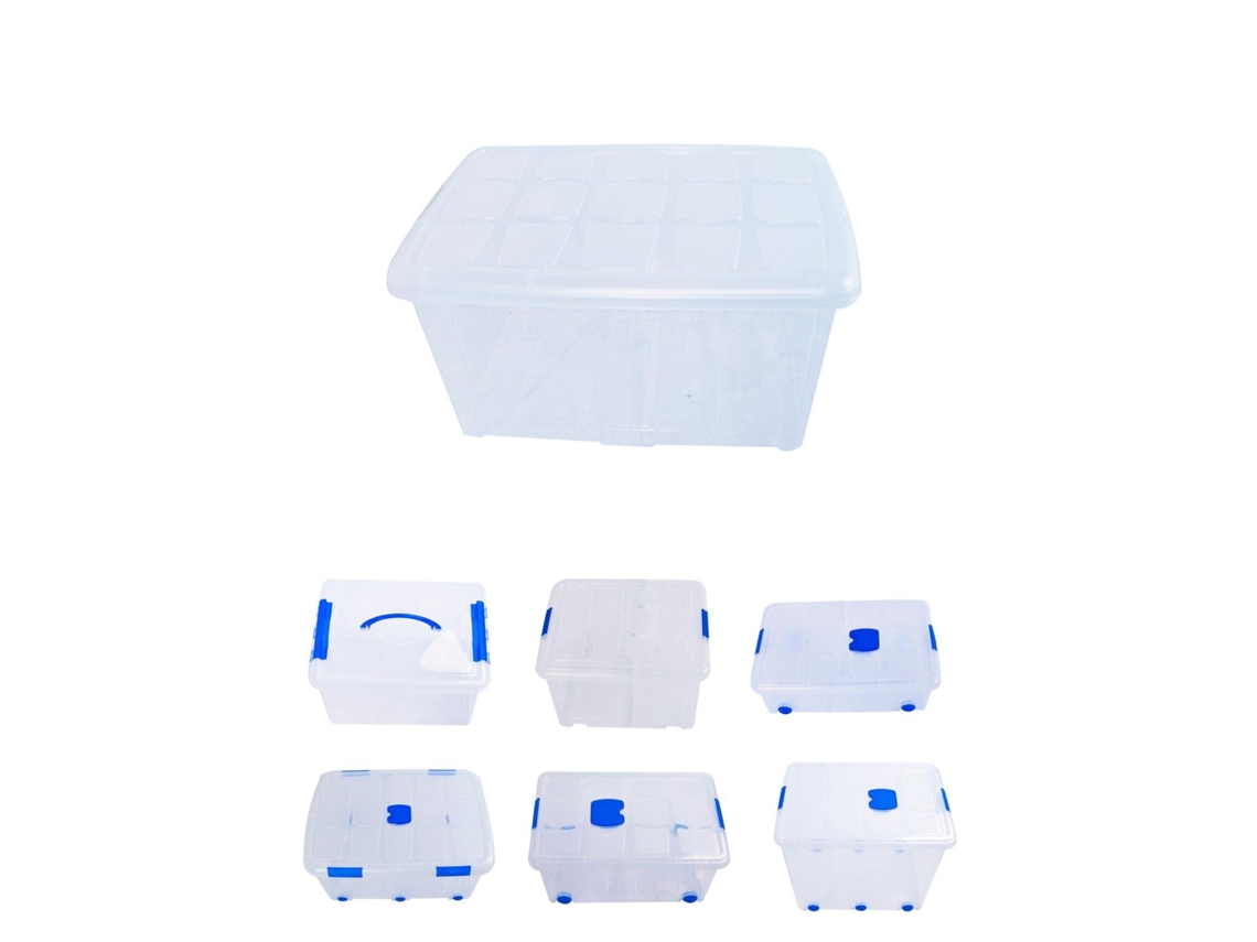 Cajas de Almacenaje Transparentes – Cajas Organizadoras de Plástico Con Tapa 60L Pack 2 Uds