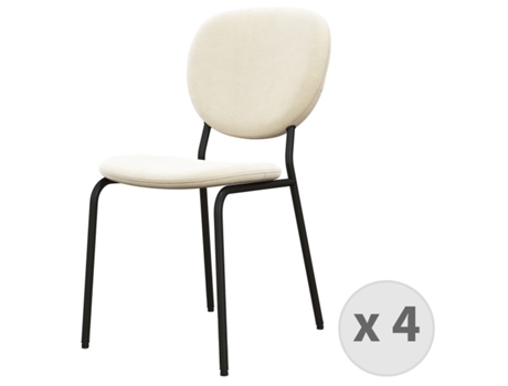 ANAIS-Silla Terciopelo Vainilla y Metal Negro (x4) MOLOO