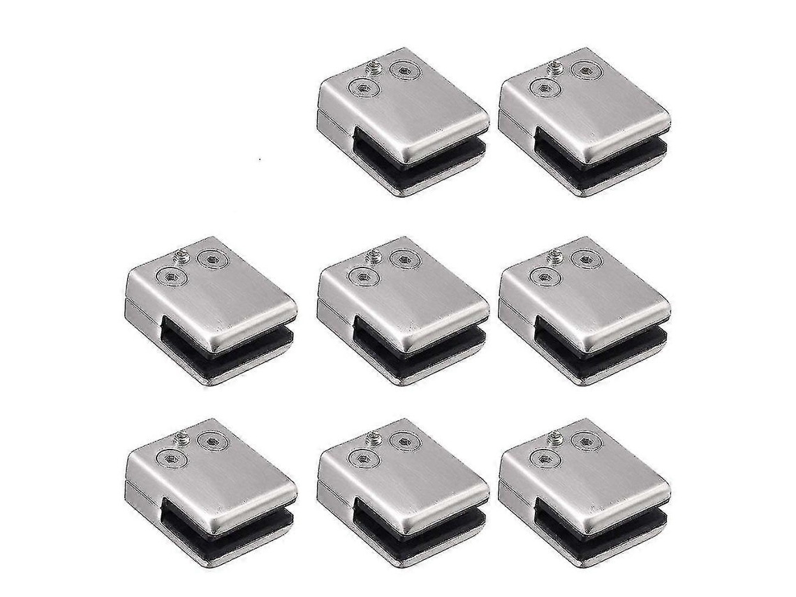Abrazadera De Vidrio, 8 Piezas Abrazadera Cuadrada De Acero Inoxidable 304 Clip De Vidrio 8-10mm Soporte Con Espalda Plana