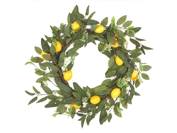Corona de flores artificiales con detalles en amarillo BELIANI Lenrun fabricada en material sintético verde 50X50