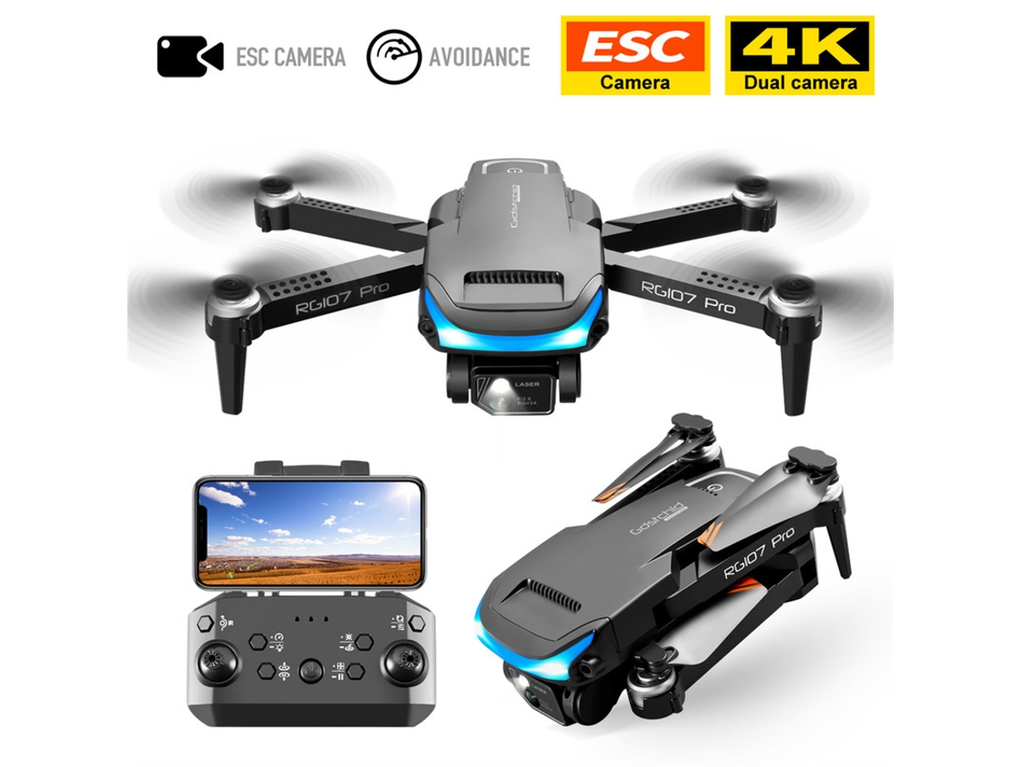 RG107Pro Mini Drone4K - Duración de la batería: 15 min - Negro YIZHOOD