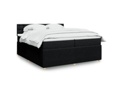 Cama Box Spring Con Colchón Tela Negro 200x200 Cm