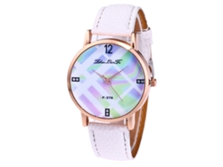 Reloj Casual De Moda Unisex Zhoulianfa Con Correa De Cuero Y Movimiento De Cuarzo Blanco.