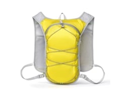 Mochila (amarilla) de gran capacidad, adecuada para ciclismo, montañismo, maratones y senderismo.
