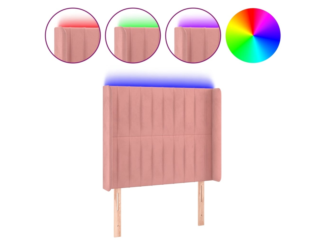 Cabecero de terciopelo rosa con luces LED MAISON EXCLUSIVE (103x16x118 cm)