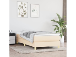 Estructura De Cama Con Muelles/Colchón 100X200 Cm Tela Color Crema