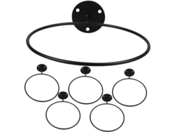 Juego de 6 soportes de pared de metal negro, diseño deportivo.