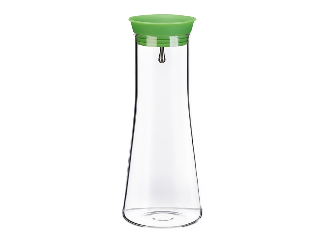 Garrafa De Vidro Relaxdays Cilíndrica, 1 Litro, Para Gastro, Bico Inox, Cristal Fino, Lavável Na Máquina, Clara