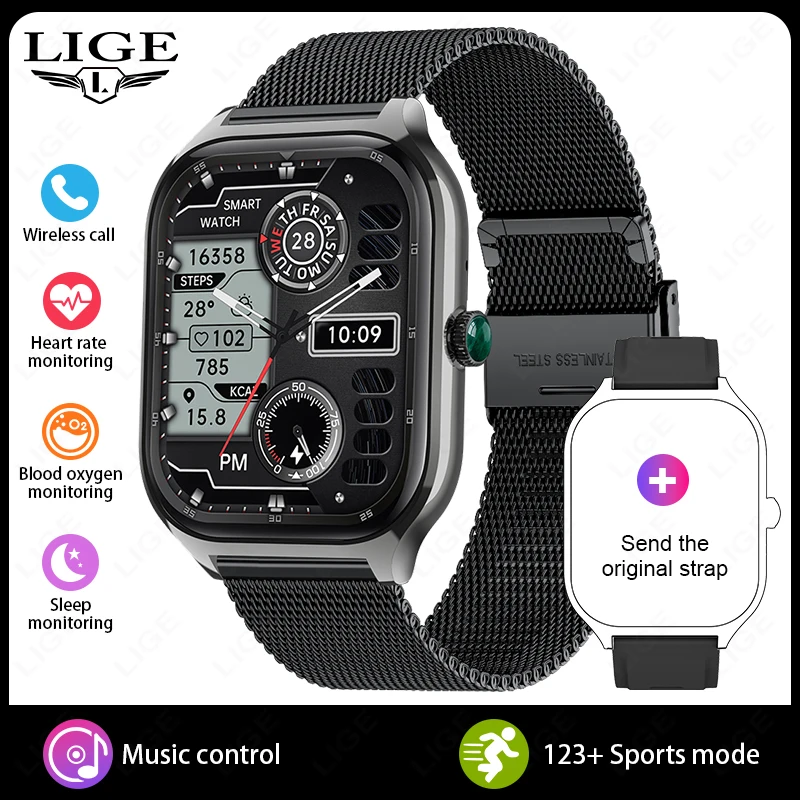 Reloj Inteligente (negro, Correa De Malla), Pantalla De 2,01 Pulgadas, Resistente Al Agua Para Deportes Al Aire Libre, Llamadas Bluetooth.