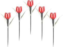 Juego de 5 luces solares para jardín con diseño de tulipán, luces solares de suelo para exteriores Gokoco