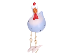 Estatua de gallina de resina gris para jardín.