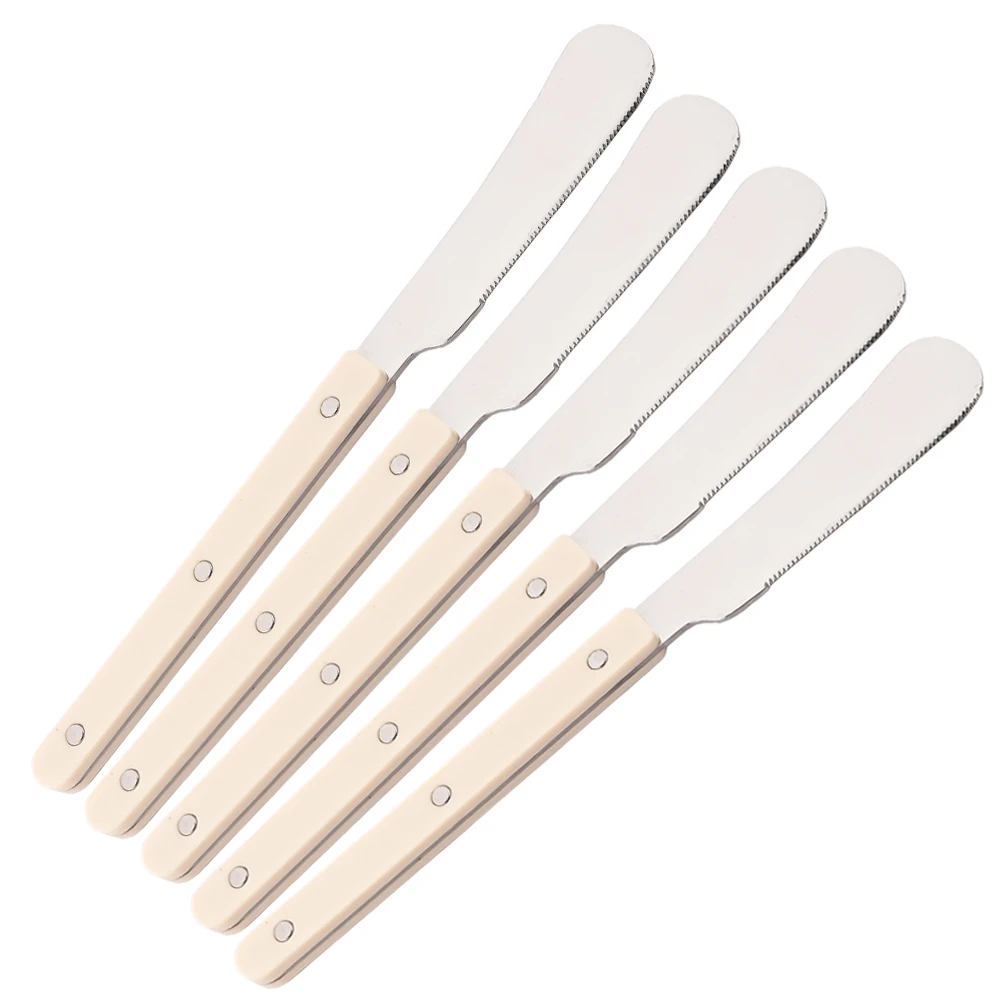 (beige, 5 Piezas) Cortador De Mantequilla, Untador De Queso Y Mermelada De Acero Inoxidable, Utensilio Multifuncional