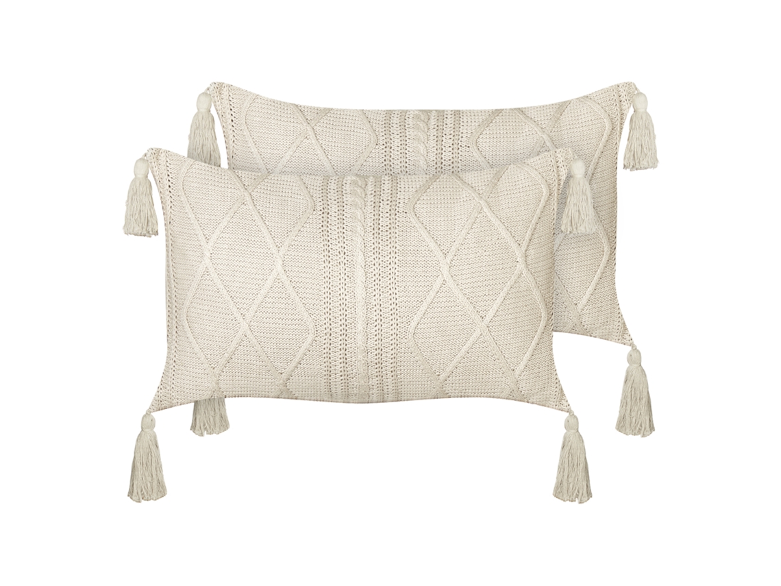 Juego de cojines con borlas BELIANI Caesia de Algodón Beige 30x50x15