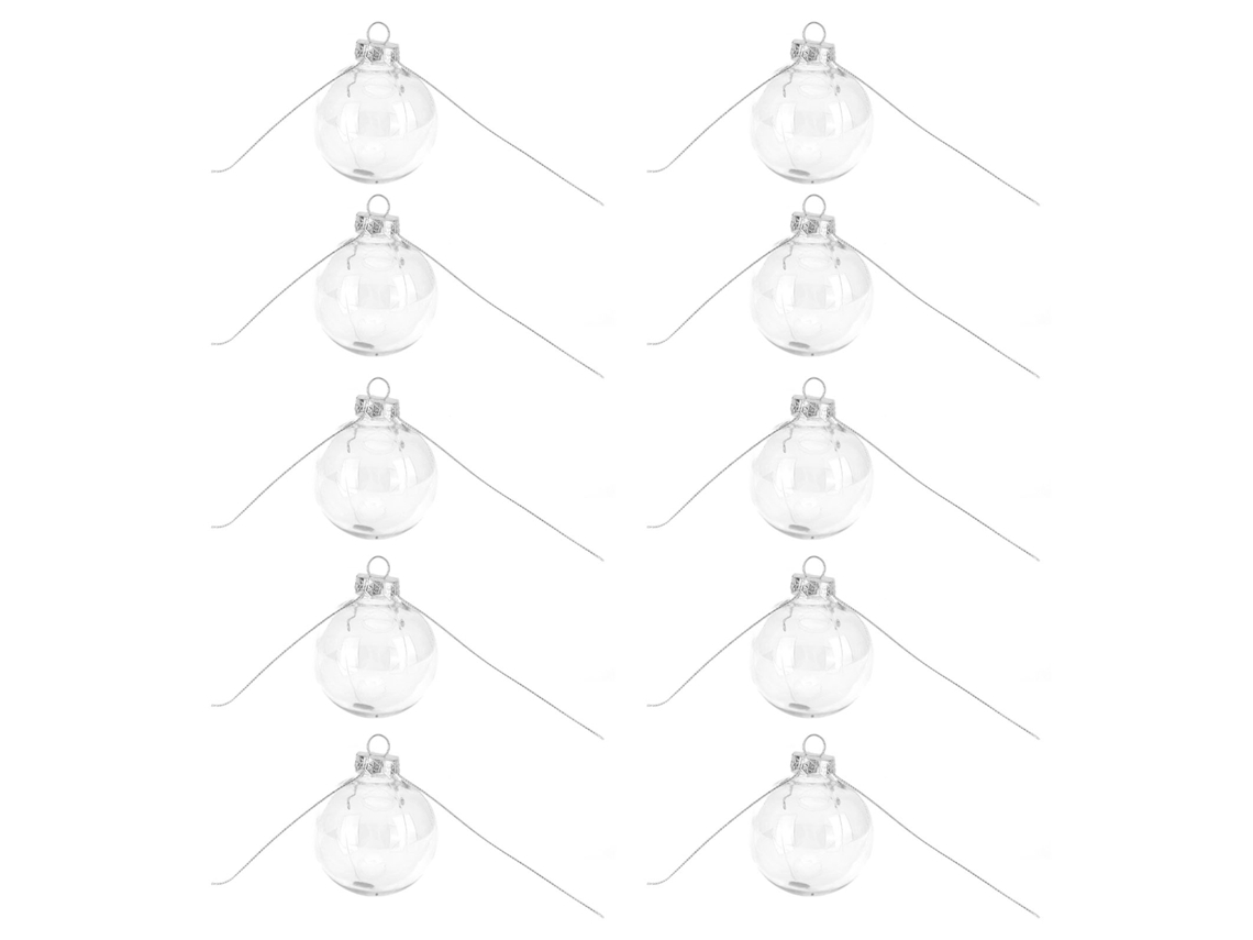 10 Unidades De Bolas De Plástico Transparente Decorativas, Colgantes Reutilizables Para Navidad, 6 Cm.