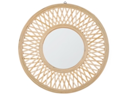 Espelho Boho Em Moldura Decorativa Beliani Bacata De Bambu Castanho 60x3x60