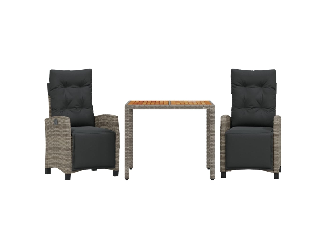 Maison Exclusive - Set Comedor De Jardín 3 Piezas Con Cojines Ratán Sintético Gris