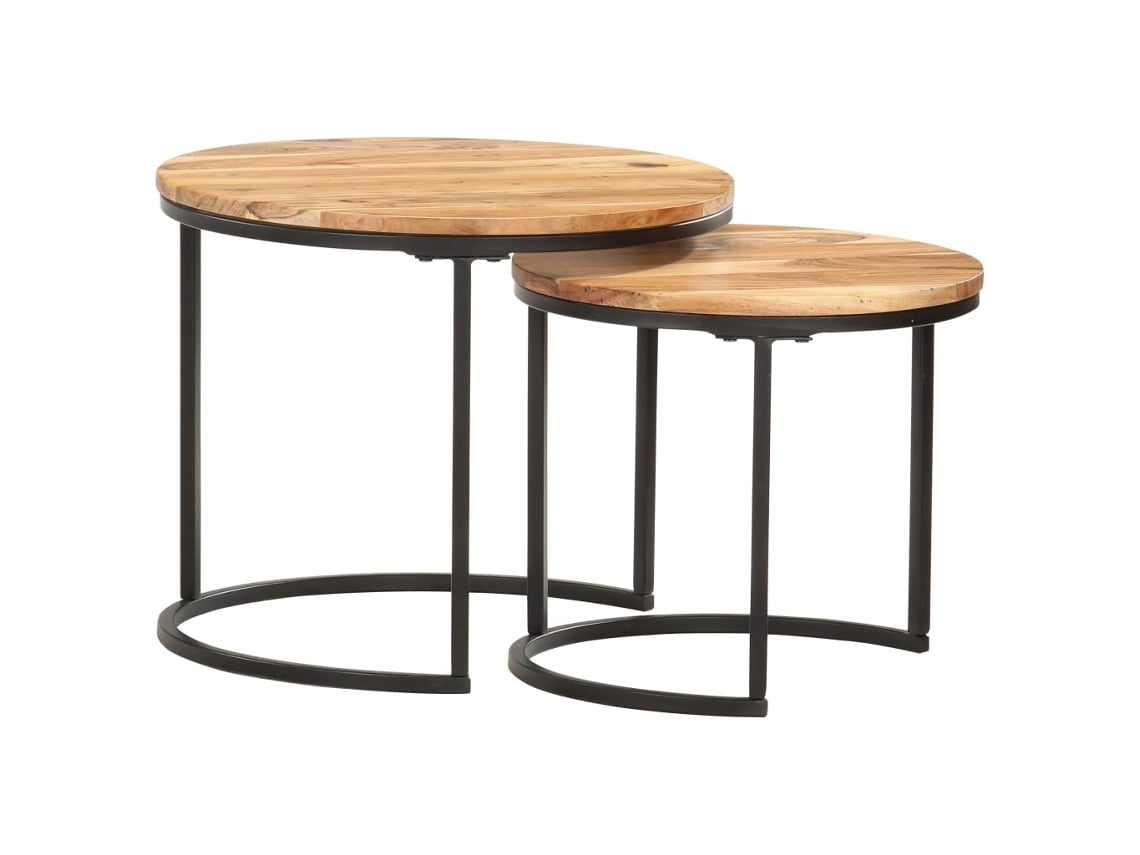 Mesas empotradas de madera maciza de acacia de 2 piezas, DKD HOME DECOR
