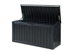 Arcón Exterior Vades Con Tapa 117x47x59cm - Negro Efecto Madera casa.pro