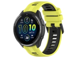Bracelete Para Garmin Forerunner 965 - Silicone Bicolor - Fivela Preta Lima E Preto