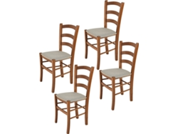 Conjunto de 4 Cadeiras T M C S Venice 322NO-110-NL022 (Castanho - 88x43x44 cm - Madeira)