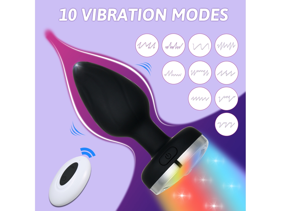 Plug Anal Vibrador Luminoso Masajeador Prostático Para Mujeres Hombres Parejas Gay