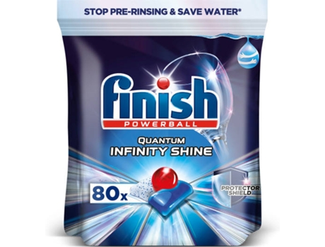 Finish Powerball Quantum infinity shine pastillas para el lavavajillas con vajilla pack de 80