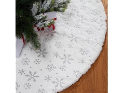 Falda Para Árbol De Navidad De 120 Cm Con Copos De Nieve Blancos, De Piel Sintética, Decoración Festiva, Ergonómica, Para Uso Diario.