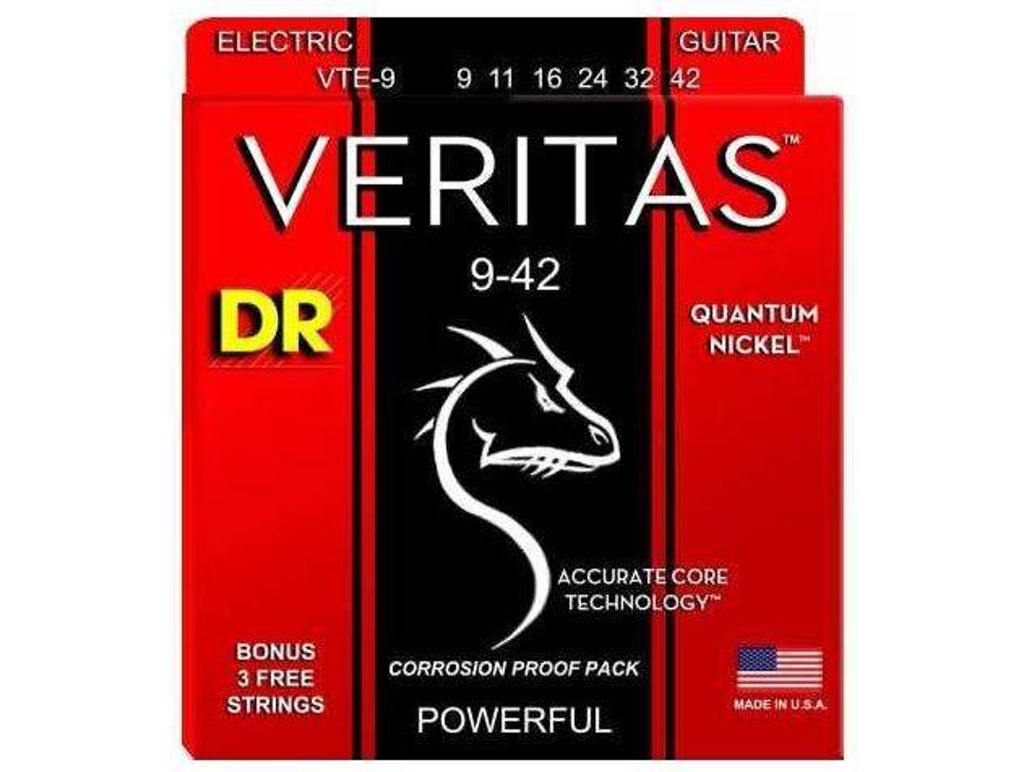 Juego de Cuerdas Guitarra Eléctrica DR VTE-9 Veritas (.009 - .011 - .016 - .024 - .032 - .042 - Níquel)