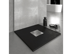 Base de ducha de resina negra SLATE de 70x90 cm con rejilla de acero RC.