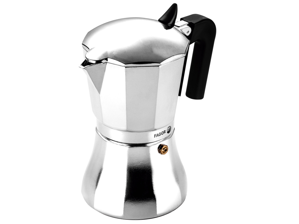 Cafetera Italiana Inducción 12 Tazas Café, Aluminio, Todo Tipo Cocinas, Vitrocerámica, Gas Fagor Cupy Plata