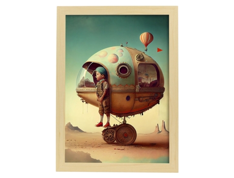 NACNIC Poster Carro En Estilo Surrealismo Cinematográfico Ilustraciones Y Grabados De Historieta Abstracta Y Artística A4 Marcos Madera