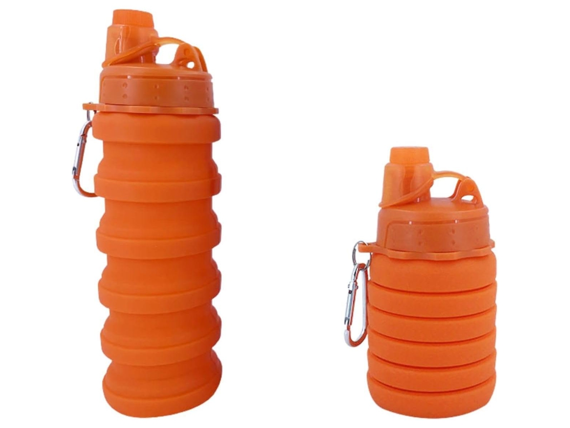 (naranja) Botella De Agua Portátil, Reutilizable, Plegable, De Material De Silicona, A Prueba De Fugas.