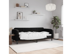 Sofá Cama Sin Colchón Terciopelo Negro 80x200 Cm