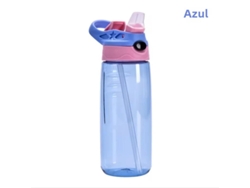Botella De Agua Para Niños De 500 Ml (azul) Con Tapón Y Pajita, Libre De Bpa.