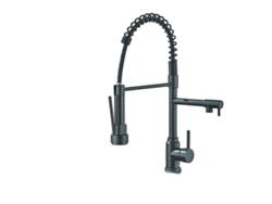 Grifo retráctil para fregadero de cocina, mezcla de agua caliente y fría, rotación flexible de 360 grados, color negro