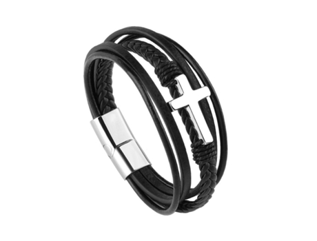 Pulsera de cuero con cruz Joyas
