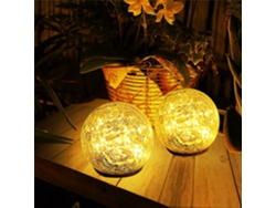 Ilumina tus noches con luces solares de globo de vidrio agrietado, decoración impermeable para exteriores, perfecta para interiores.