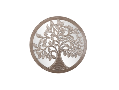 Decoración de Pared DKD Home Decor 90 x 2,5 x 90 cm Acabado envejecido Natural Árbol Blanco Indio