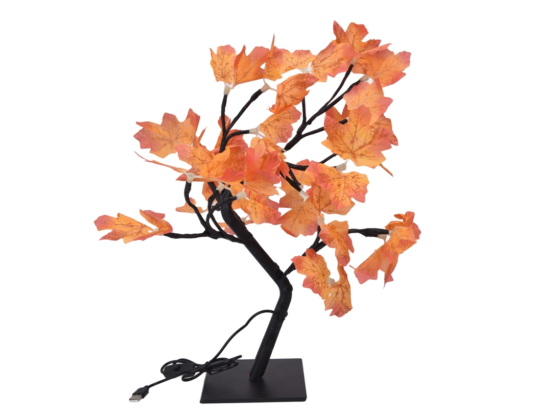 Árbol de otoño 2026 con 24 luces LED cálidas, estilo romántico, USB 5V para el Día de Acción de Gracias.
