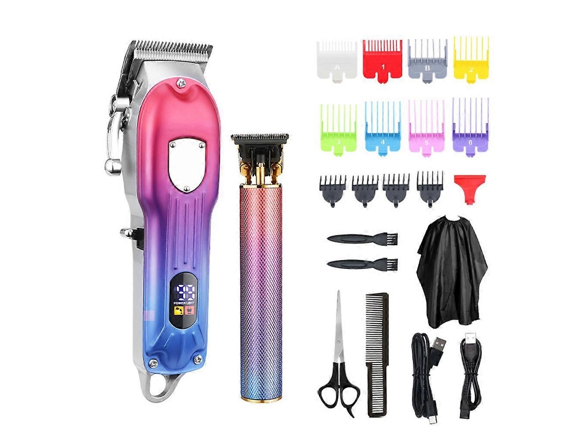 Set de recortadora y cortadora de pelo para hombre, inalámbrica, con peines guía de colores para cortar el pelo - Nostalgia88
