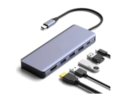 Hub USB C 6 en 1, carcasa para disco duro SSD M.2 Nvme con HDMI 4k 60Hz, 3 puertos USB 3.0 de 10 Gbps y puerto de carga USB C PD de 100 W Yizhood
