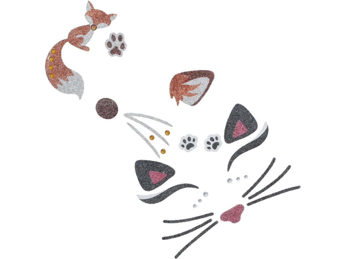 Juego De 4 Pegatinas Decorativas Con Purpurina Para Caras De Animales, Ideales Para Maquillaje De Fiesta.