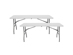 Pack 2 Mesas Plegables 180cm Rectangular Catering 7house color blanco