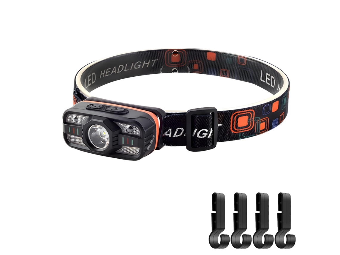 Mini linterna frontal LED recargable, luz blanca y roja, sensor inductivo, ideal para acampar y emergencias al aire libre. Aeuzwr