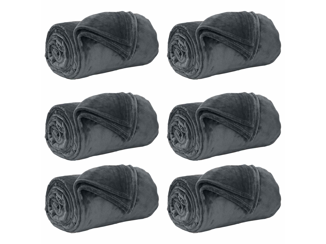 Mantitas De Sofá 6 Uds Gris Oscuro 220 X 240 Cm Lana