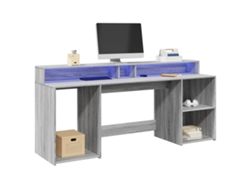 Escritorio con LED madera ingeniería gris sonoma 200x55x91 cm